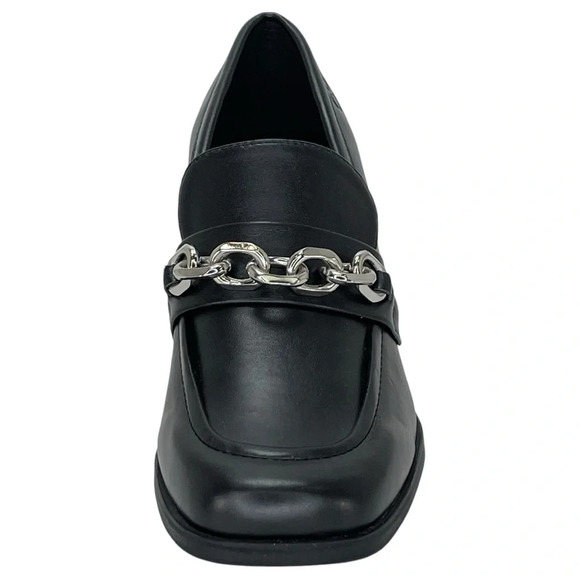 Calvin Klein Venty Black Faux Leather Heeled Womens Loafers Size 5M - Picture 5 of 14